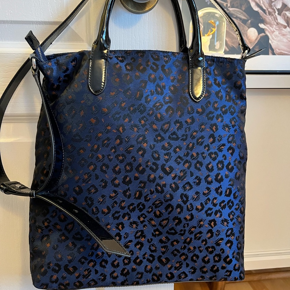 Royal Blue leopard print tote style purse